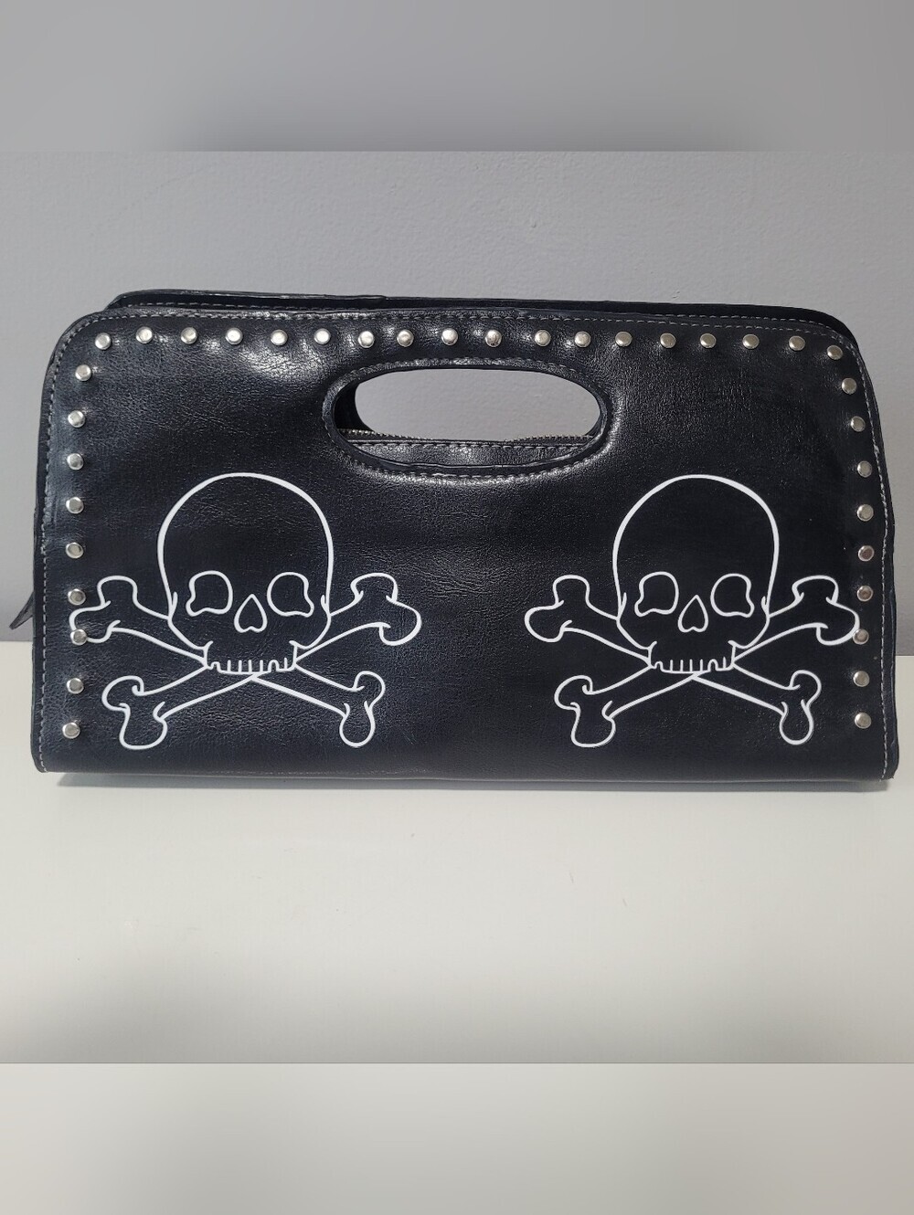 Lux De Ville Studded Skull Clutch, VGUC